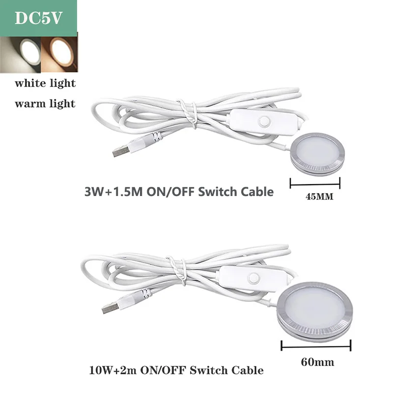 Ultrathin 8mm USB DC5V 3W 10W Dimmable Spotlight Surface Mounted Mini LED Circular Simple Ceiling Light Exhibition Cabinet Lamp 4