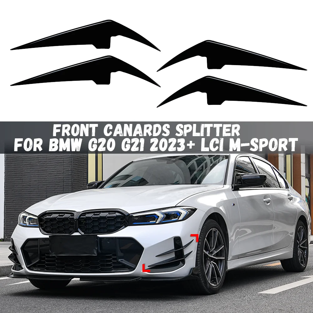 Per Bmw G20 G21 318I 320I 330I M340I 2023 + Lci M-Sport Paraurti Anteriore Lip Spoiler Splitter Canards Vents Fendinebbia Griglia Telaio