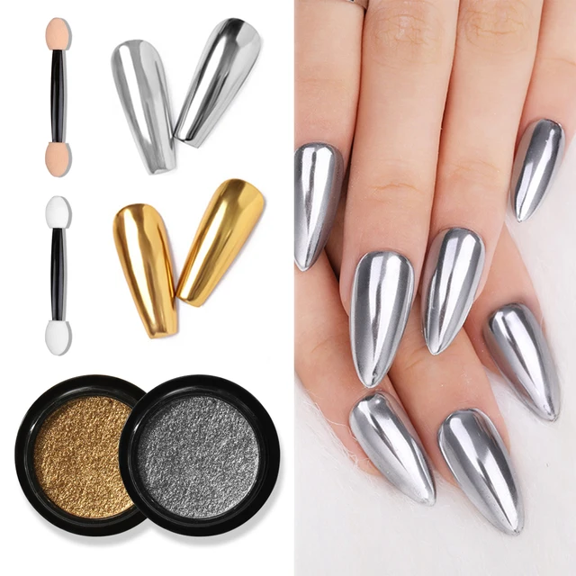 1pcs Nail Glitter Metallic Rubbing Dust Gel Polish Pigment Shinning Metal Manicure Decor Magic Mirror Powder Gold Silver Chrome