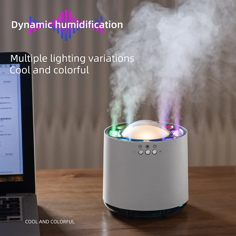 800ML New Desktop Dynamic Music Ultrasound Flame Air Humidifier Home RGB Led Light Humidifier Diffuser Machine Mist Maker new children s outdoor bubble toys dolphin music bubble machine summer bubble electric toys birthday gifts