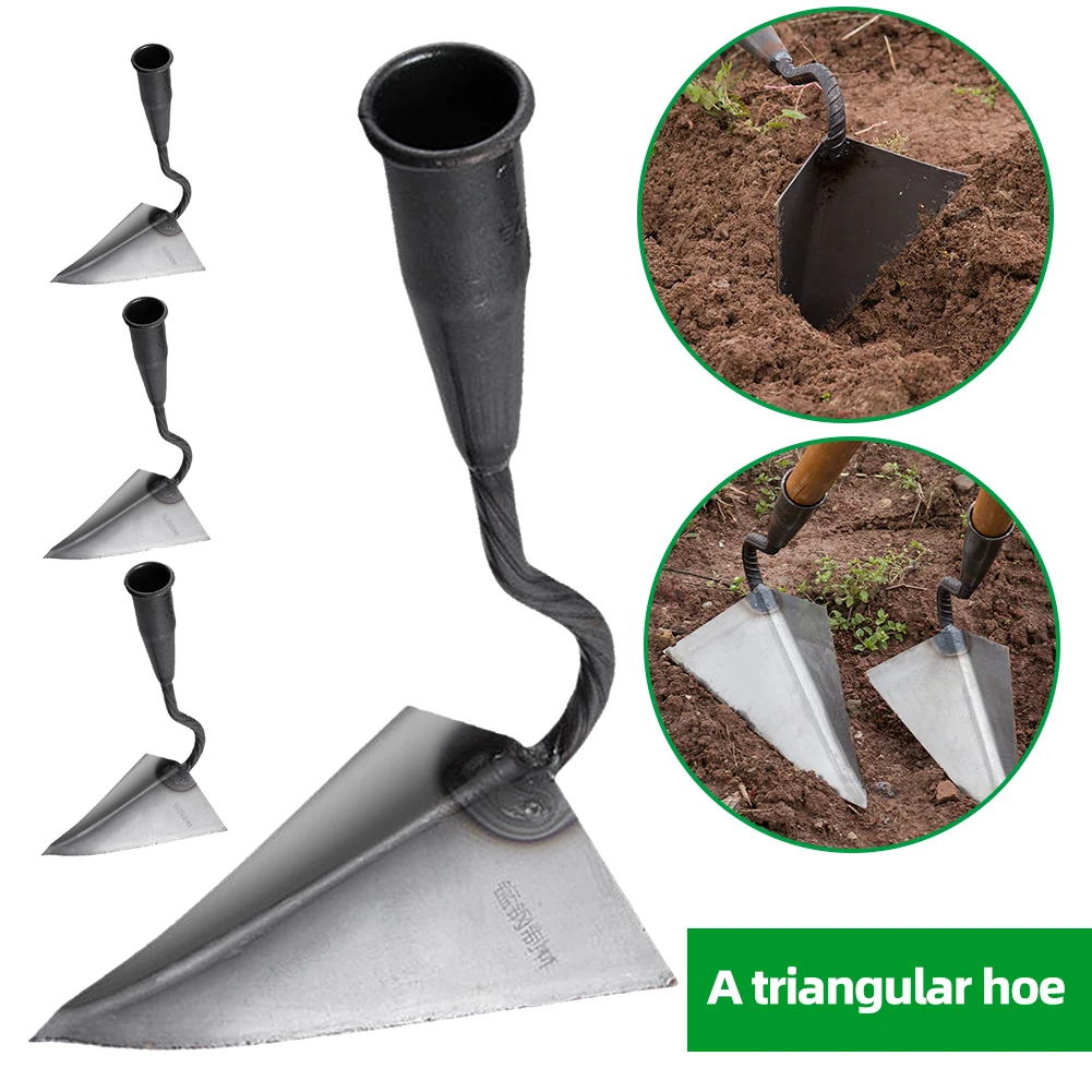 Farm Tools Hoes Triangle Small Tip Hoe Plowing Hoe Agricultural Land Turning Loose Soil Hoe for Household Vegetable Planting 2