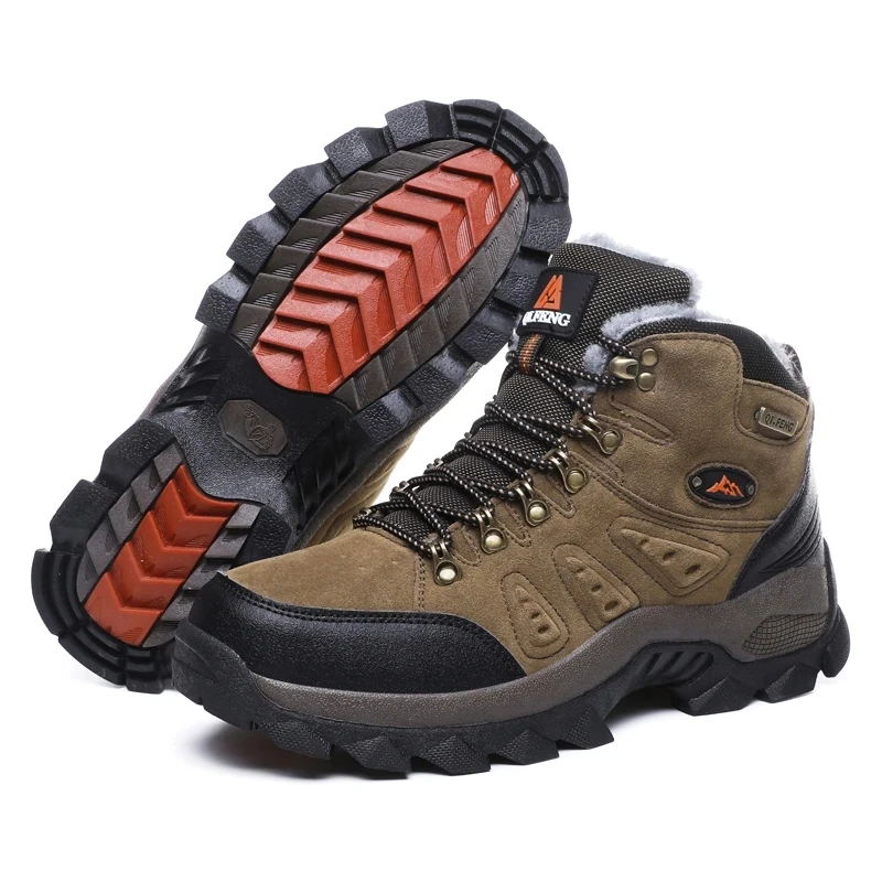 Size 48 Hiking Boots Men Summer Winter Outdoor Warm Fur Non Slip Fashion Women Footwear Boys Outdoor Work Ankle Boot Fall