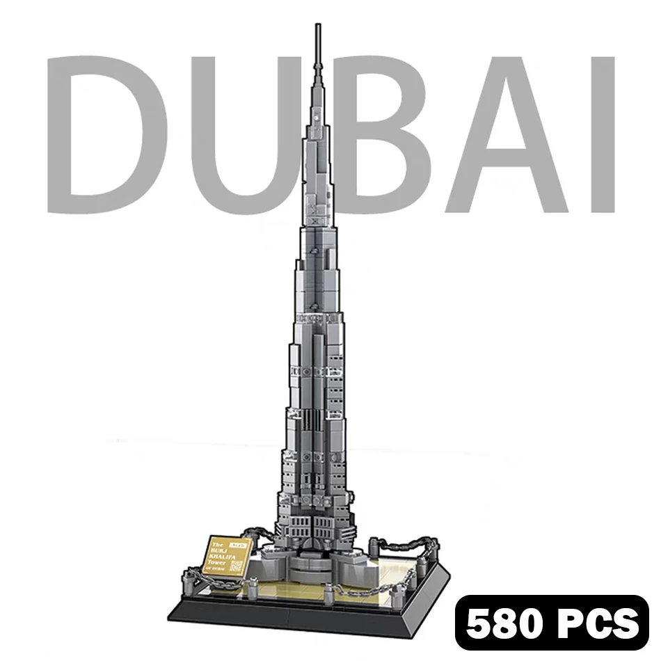 MOC World Famous Architecture Burj Khalifa Tower Model Street View Building Blocks Construction Assembly Bricks Toys Kids Gifts