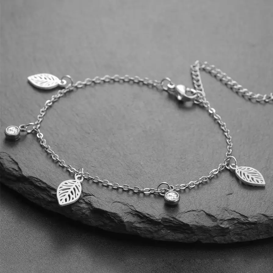 My Shape Hohle Blätter Armbänder Edelstahl für Frauen Mädchen Geschenke Pflanze Blatt Anhänger Kette Hand kette Armreif Sommers chmuck