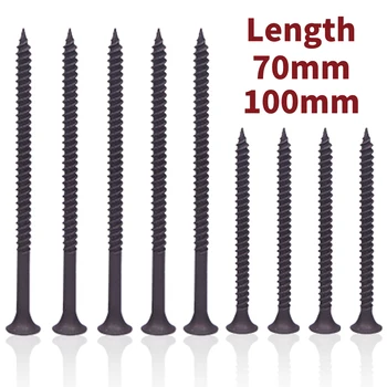 #8 x 2" Wood Screw 25/30pcs Black Phosphate Coated Stainless Flat Truss Head Fast Self Tapping Drywall Screws