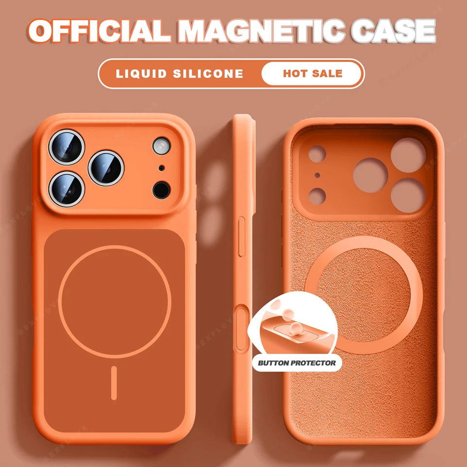 รูปสินค้า เคสแม่เหล็กซิลิโคนเหลว iPhone 17/16/15 Pro Max พร้อม Magsafe