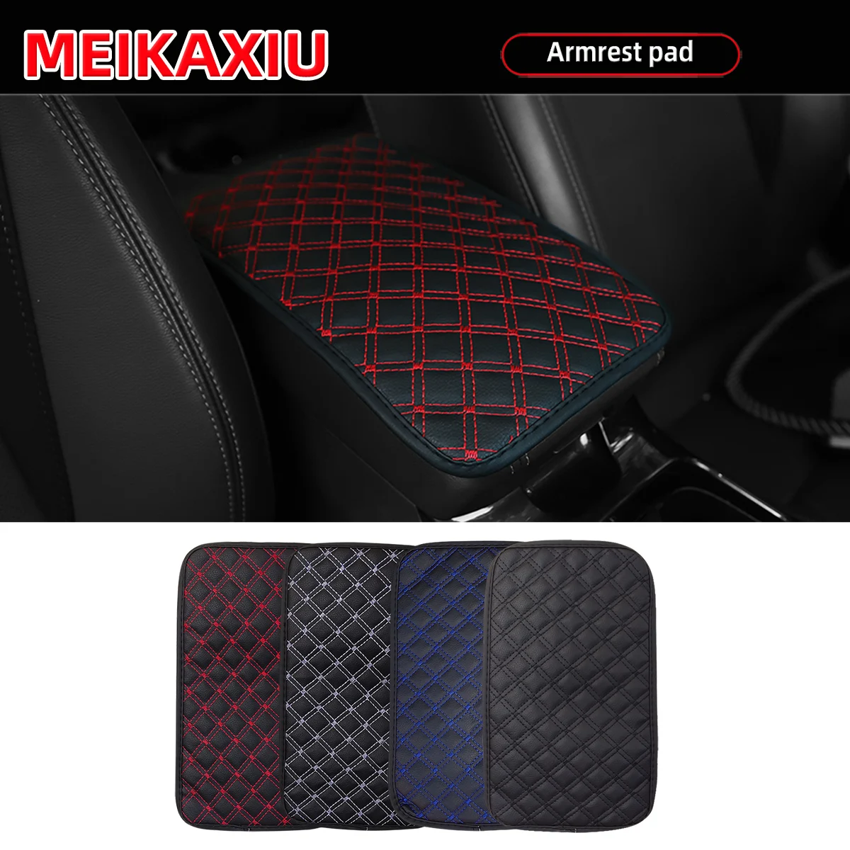 Elegant Embroidered Red Wine PU Leather Armrest Cover - Four Seasons Collection