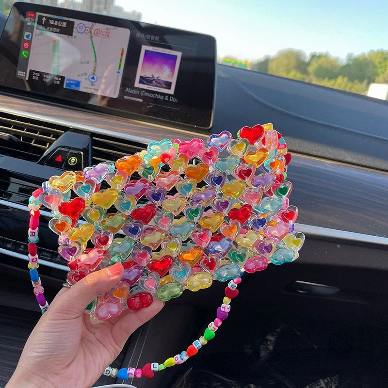 

DIY Handmade Woven Jelly Tote Crossbody Bags for Women Heart Phone Underarm Shoulder Bag Cute Girls Purse Clutch Hand Bag