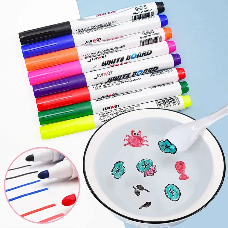 

New Water Floating Pen 4/8/12 Colorful Mark Pen Whiteboard Marker Doodle Pen Water Painting Drawing Toys For Children