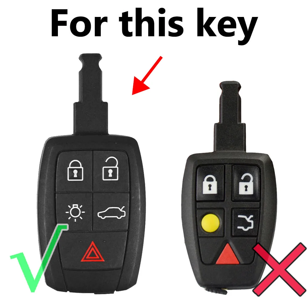 Key Case 5 Buttons Silicone Key Case Fob For Volvo XC90 C70 S60 D5 V50 S40 C30 Keyless Remote Key Cover Shell Skin Holder