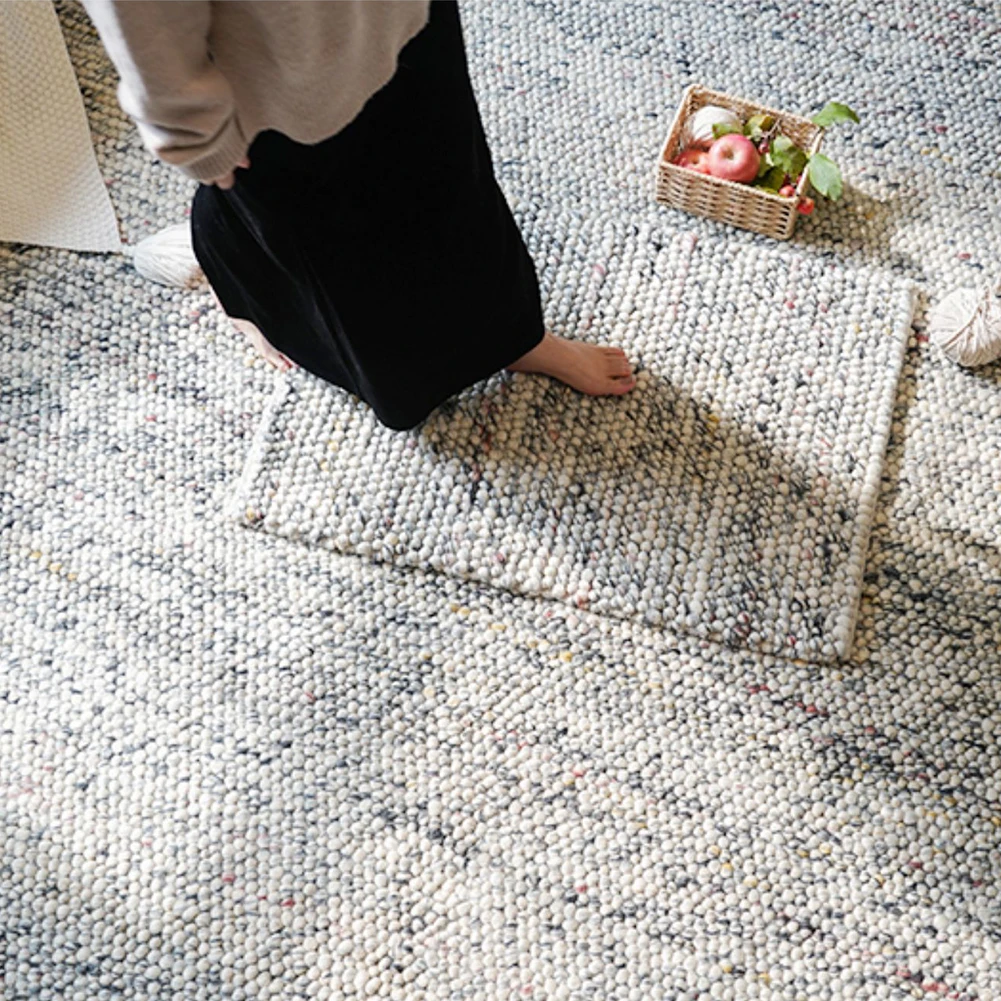 100% Wool Carpet Turkish Hand Woven Rug Bedroom Bathroom Modern Luxury Style Living Room Carpet High-end Natural Rugs No Glue 6