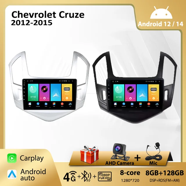 For Chevrolet Cruze 2012-2015 Car Radio 8 Core 8+128GB Multimedia Video Player BT CarPlay Android Auto Stereo 4G WIFI Autoradio