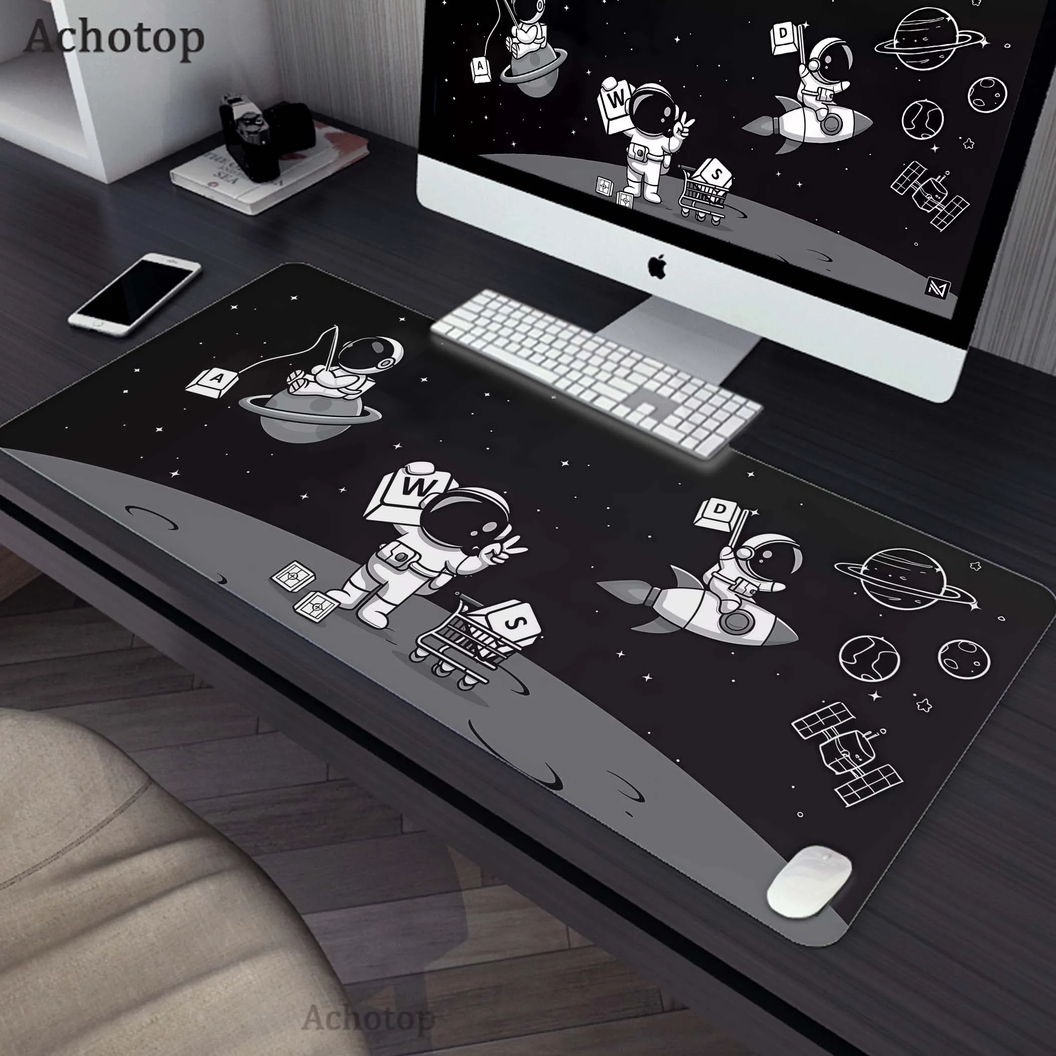

Gaming Mousepad Gamer Speed Accessories Keyboard Pads Astronaut Pattern Computer Mouse Pad Locking Edge Non-slip Gamer Desk Mat