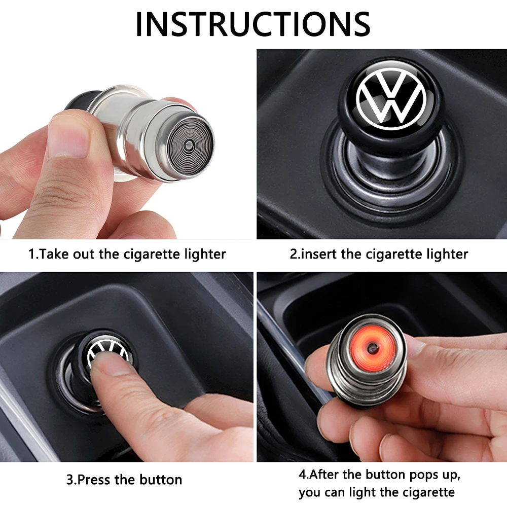 12V 자동차 시가 라이터 방풍 무연 시가 라이터 전원 플러그 폭스 바겐 VW Rline 골프 MK7 제타 용 자동 밸브 캡