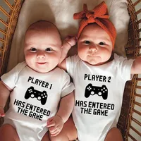 Funny Player 1 2 3 4 Has Entered the Game Baby Bodysuit 100% Cotton Newborn Boys Girls Clothes Summer Short Sleeve Jumpsuit 1