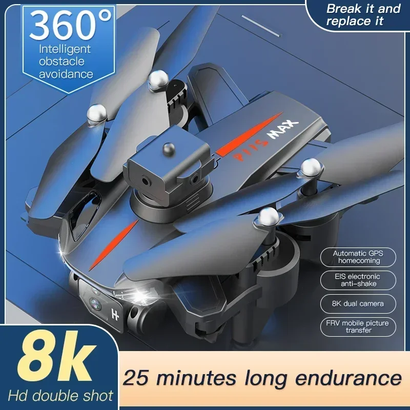 P11S 프로 맥스 드론 8K HD 카메라, GPS 전문 4 방향 지능형 장애물 회피 접이식 쿼드콥터, RC 5000M 장난감 선물