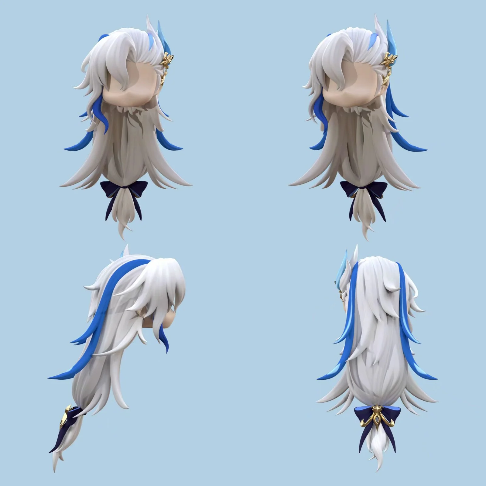 

New Presale Genshin Impact Neuvillette Handmade OB11 OB22 Colored Hair Wig Game Cosplay Cute