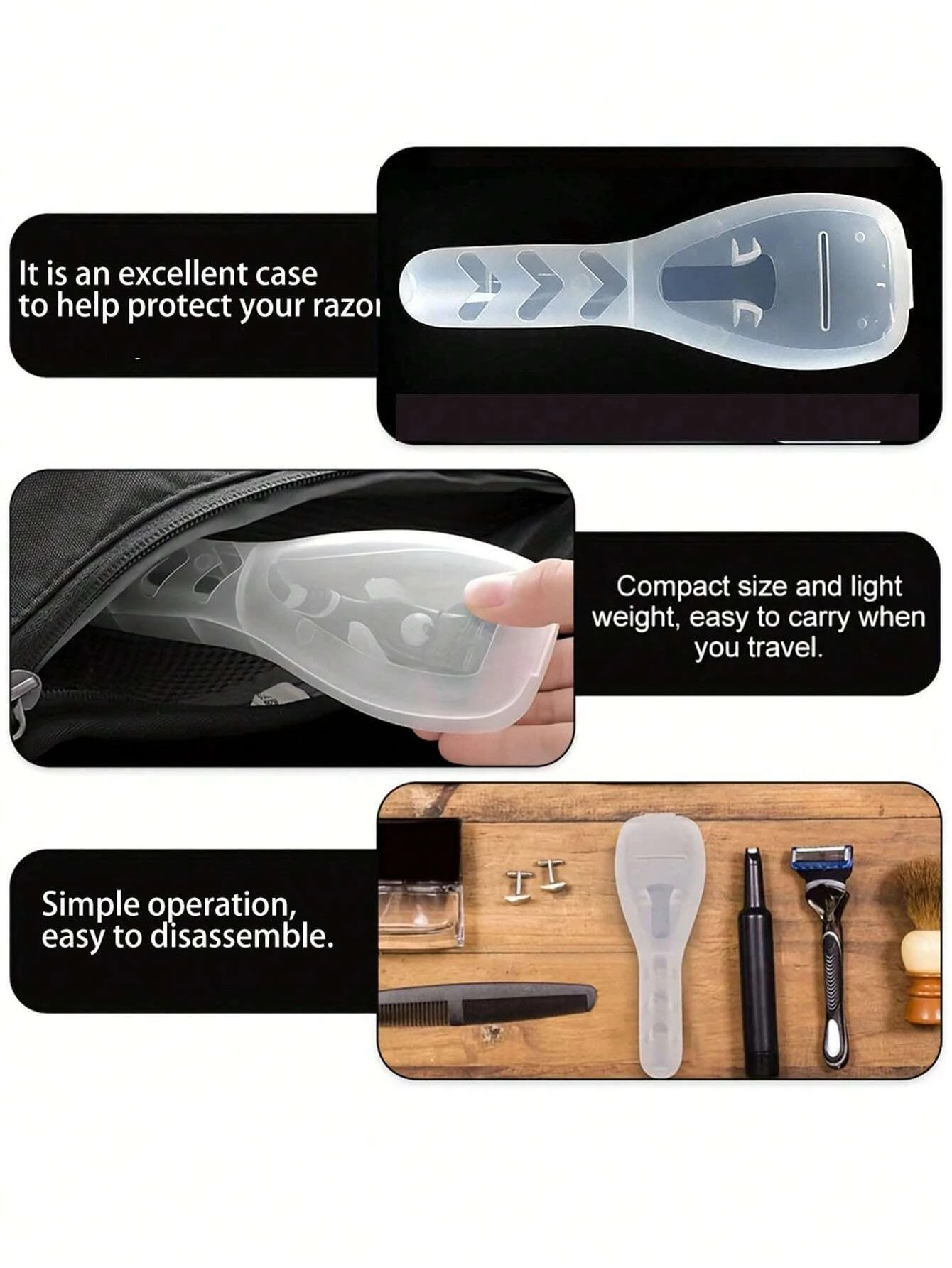 1pc Plastic Travel Razor Case Outdoor Camping Business Trip Portable Razor Holder Container Storage Shaving Box 3