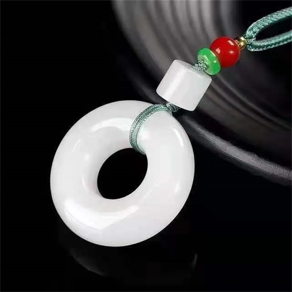 Natural Jade Peace Buckle Carved Bestseller 2022 Product Pendant Handmade Boho Necklace Couple Gift Nick Girl PersonalizedCute