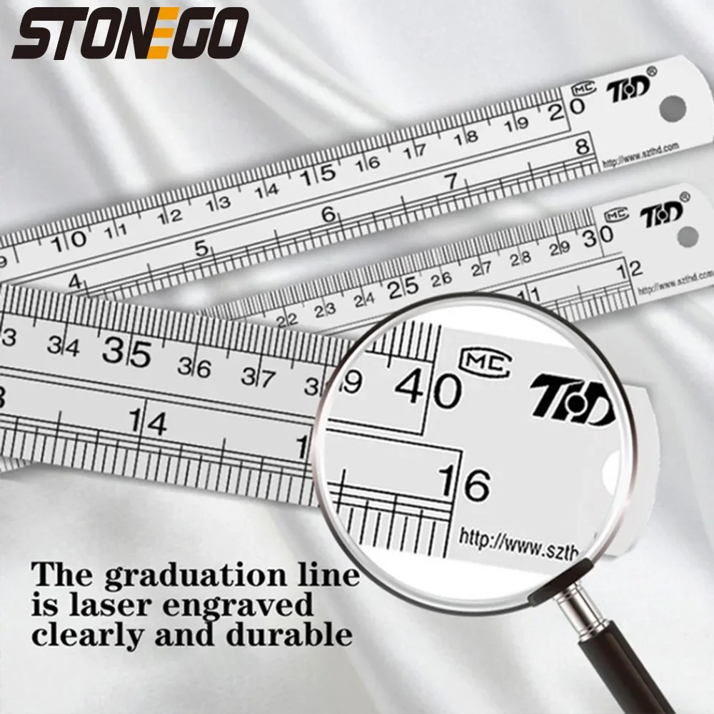 Premium Stainless Steel Ruler Set - Precision Double-Sided Graduation Scale, 5-Piece Collection