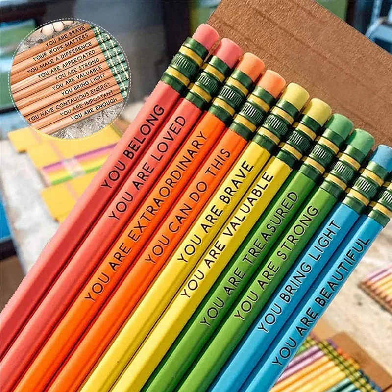 

Affirmation Pencil Set 2023 New Inspirational Pencils With Motivational Sayings Wooden Motivational Pencils