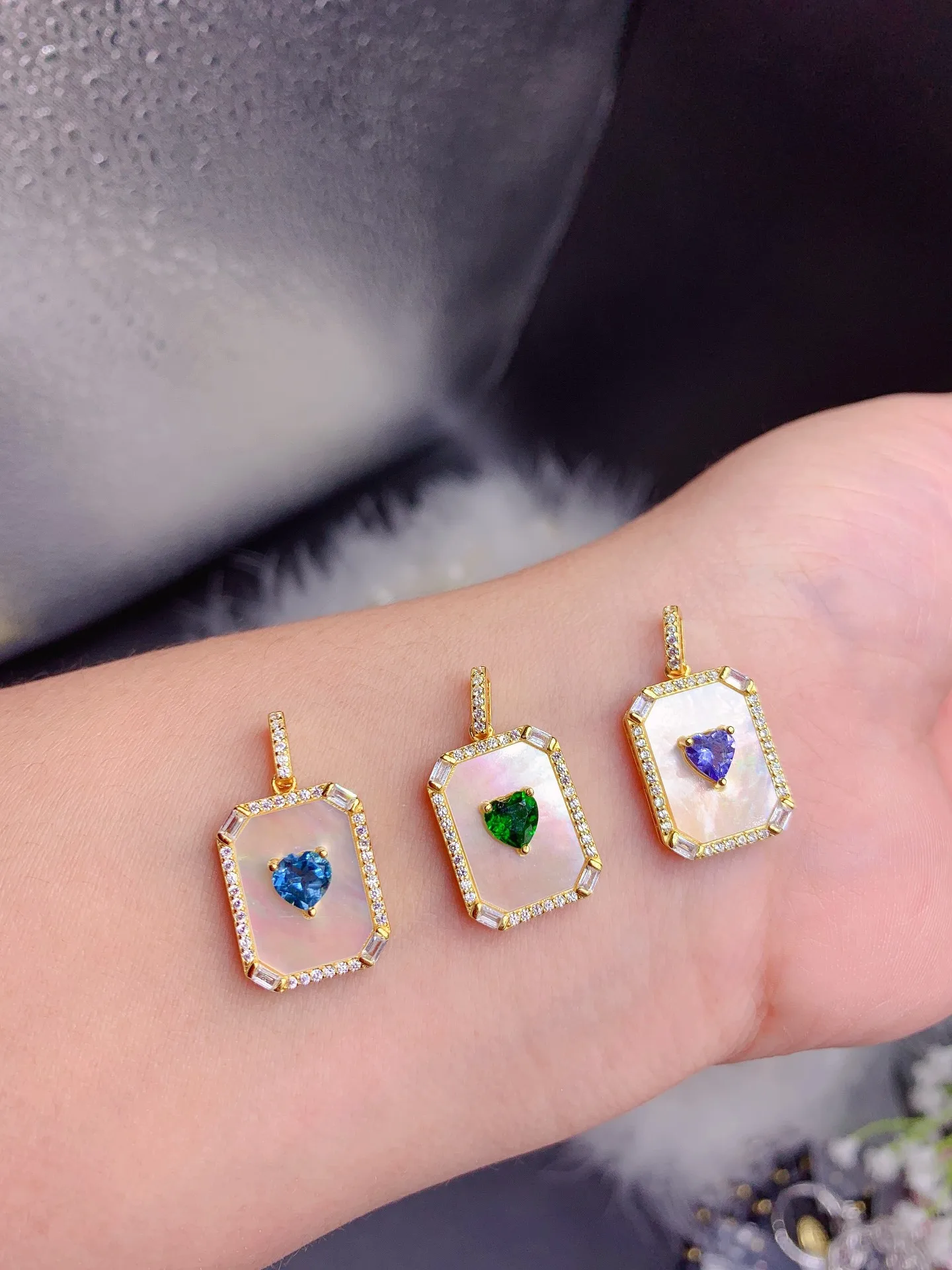 925 Argento Seiko Set Fritillion Collana Ciondolo Cuore 5X5Mm Tanzanite London Blue Topaite Diopside Ragazze Regalo Di Festa