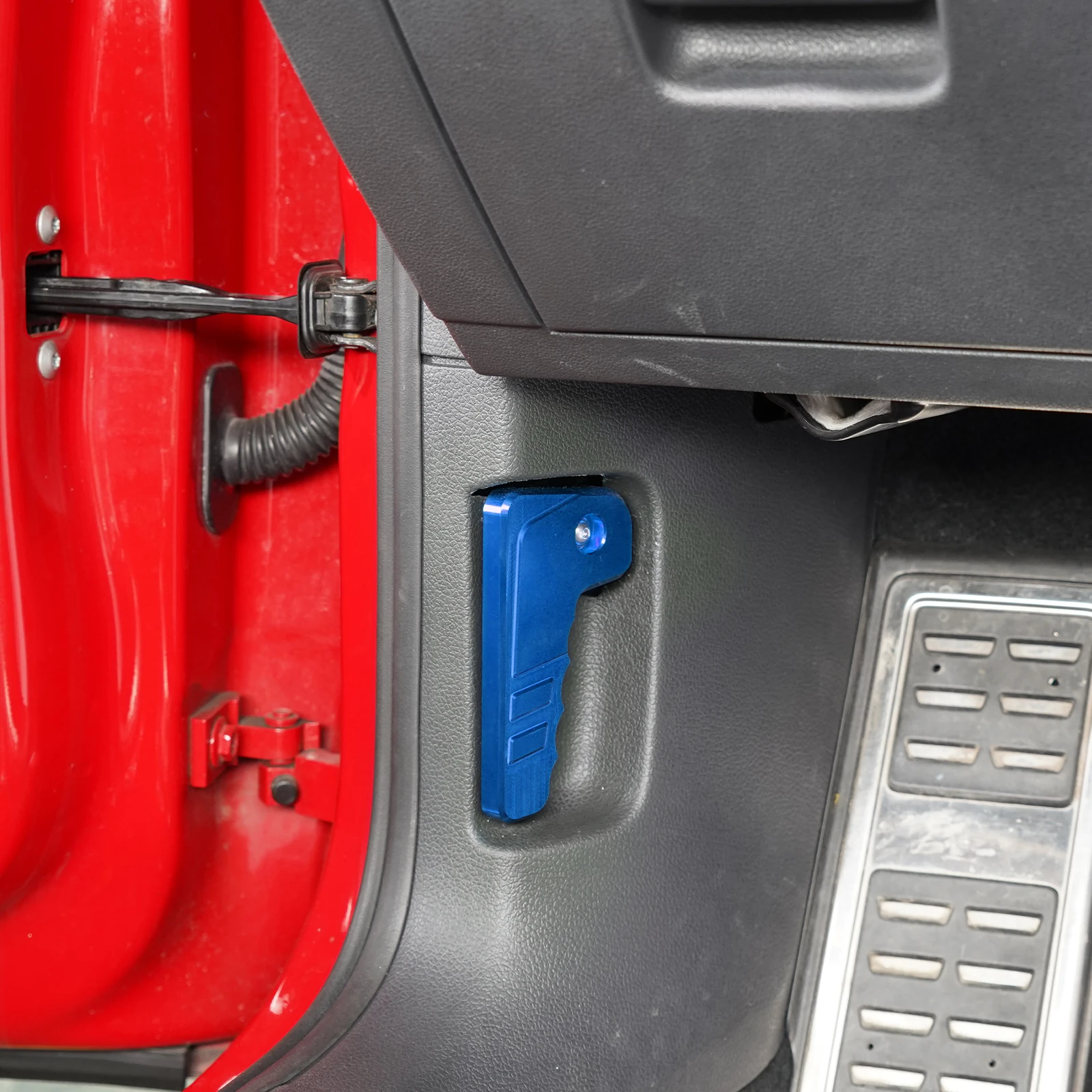 BEVINSEE Aluminium-Motorhauben-Entriegelungshebelgriff für VW Golf 7 MK7, für SEAT Leon 5F, für Skoda Octavia 5E, ersetzen für 6R1823533 – Detail 3