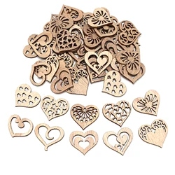 50pcs Heart-Shaped Wooden Hanging Decorations for Weddings, Parties, Birthdays, and Home Decor (50pcs)