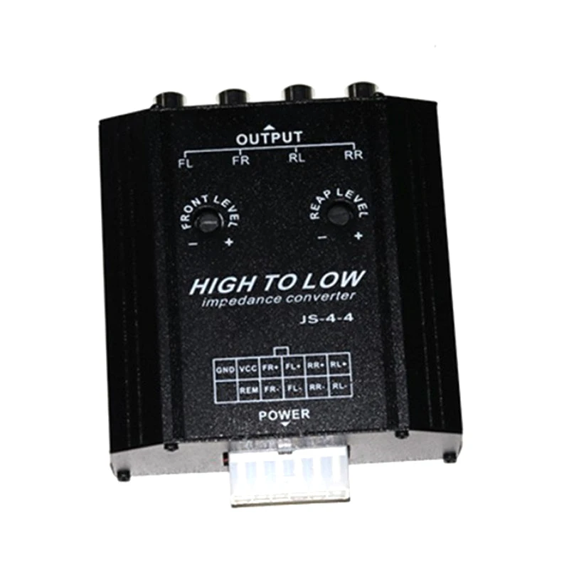 12V 4-Channel Car Audio Converter, High to Low RCA Adapter with Frequency Filter for Car Stereo & Radio Systems