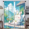 Good Morning Curtains Child Room Living Room Curtain Halloween Decoration Tulle for Bedroom Partition Shades Curtains 2 Pieces 1