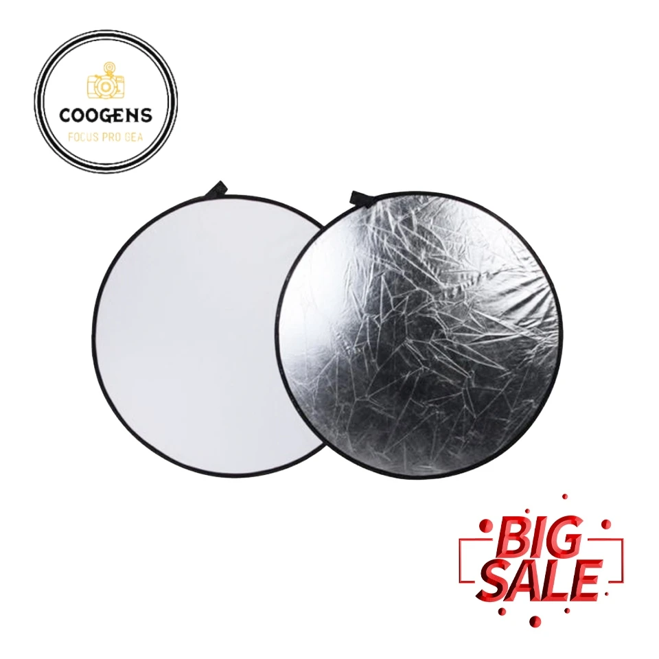 

60cm 2 in 1 Silver/White Collapsible Light Round Photography Reflector Light Diffuser for DSLR Photo and Studio