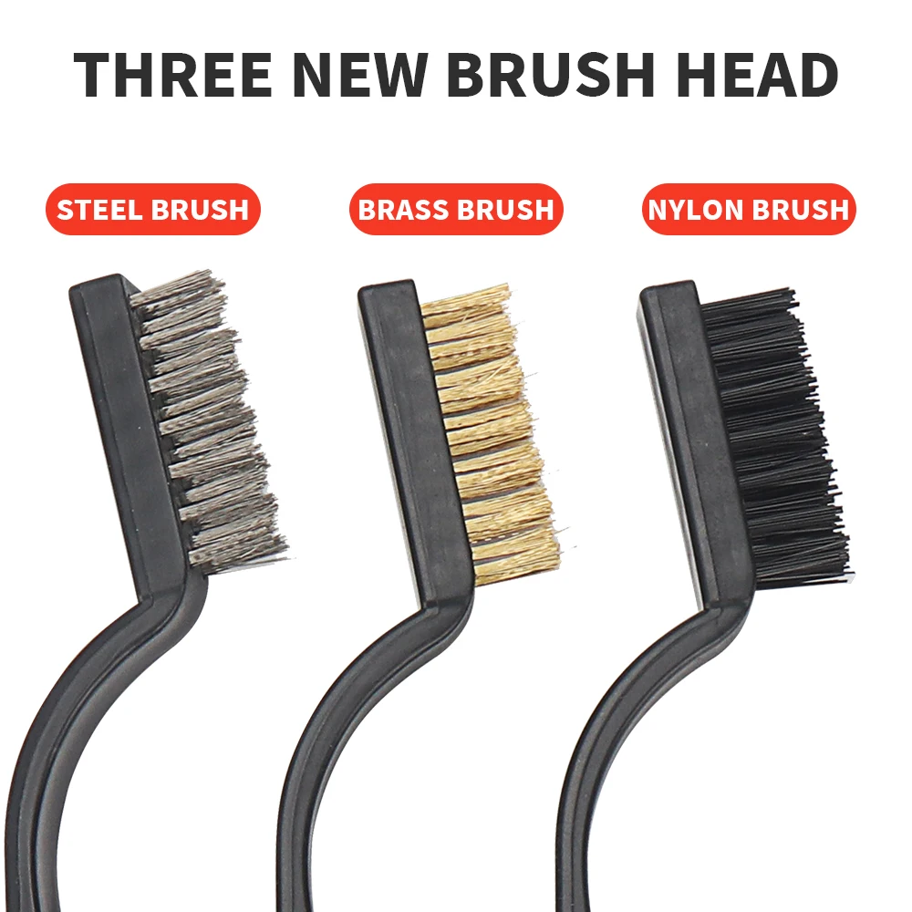 Set Di 15 Spazzole Metalliche In Acciaio, Ottone E Nylon – Manico Curvo Ergonomico, Per Pulizie Aggressive E Delicate