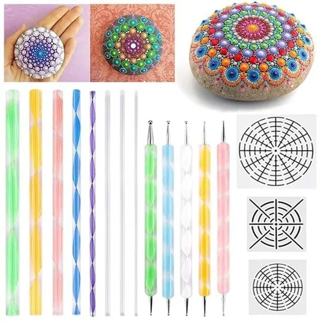 16pcs/Set Mandala Art Kit With Dotting Tools Acrylic Sticks & Templates For DIY Rock Painting Art Projects Pottery Painting Tool 2