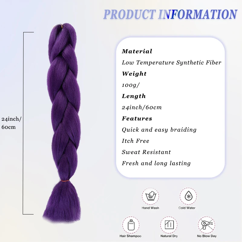 Women'S Purple Braided Wig - Heat-Resistant Synthetic Hair Extension with Voluminous Braid, Look for Everyday  Special Occasions