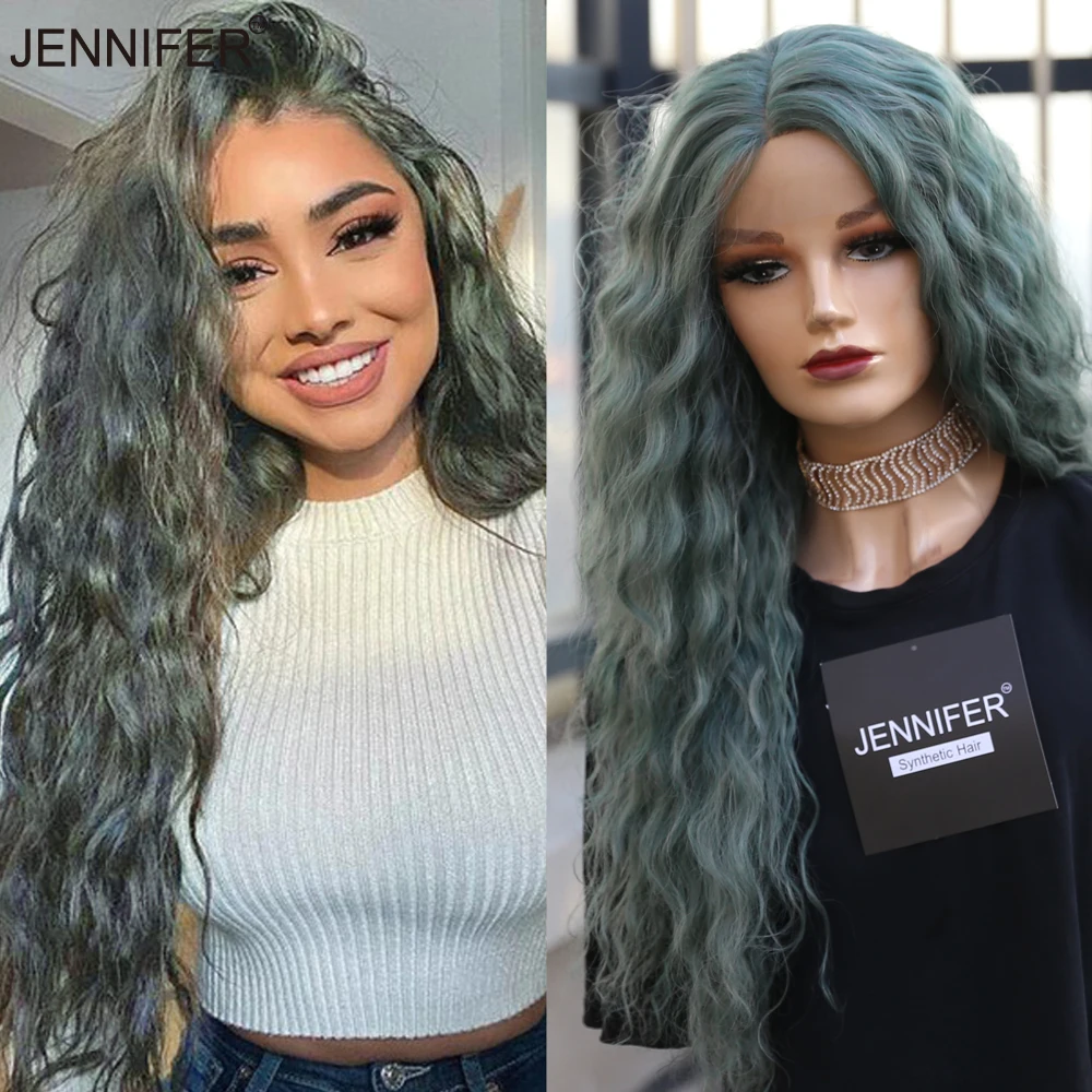 Synthetic Wigs For Women Middle Parting Green/Brown/Blond Color Long Curly Hairstyle  High Temperature Fiber Cosplay/Party осветлитель для волос extra blond stylist color pro гиалуроновый 98мл