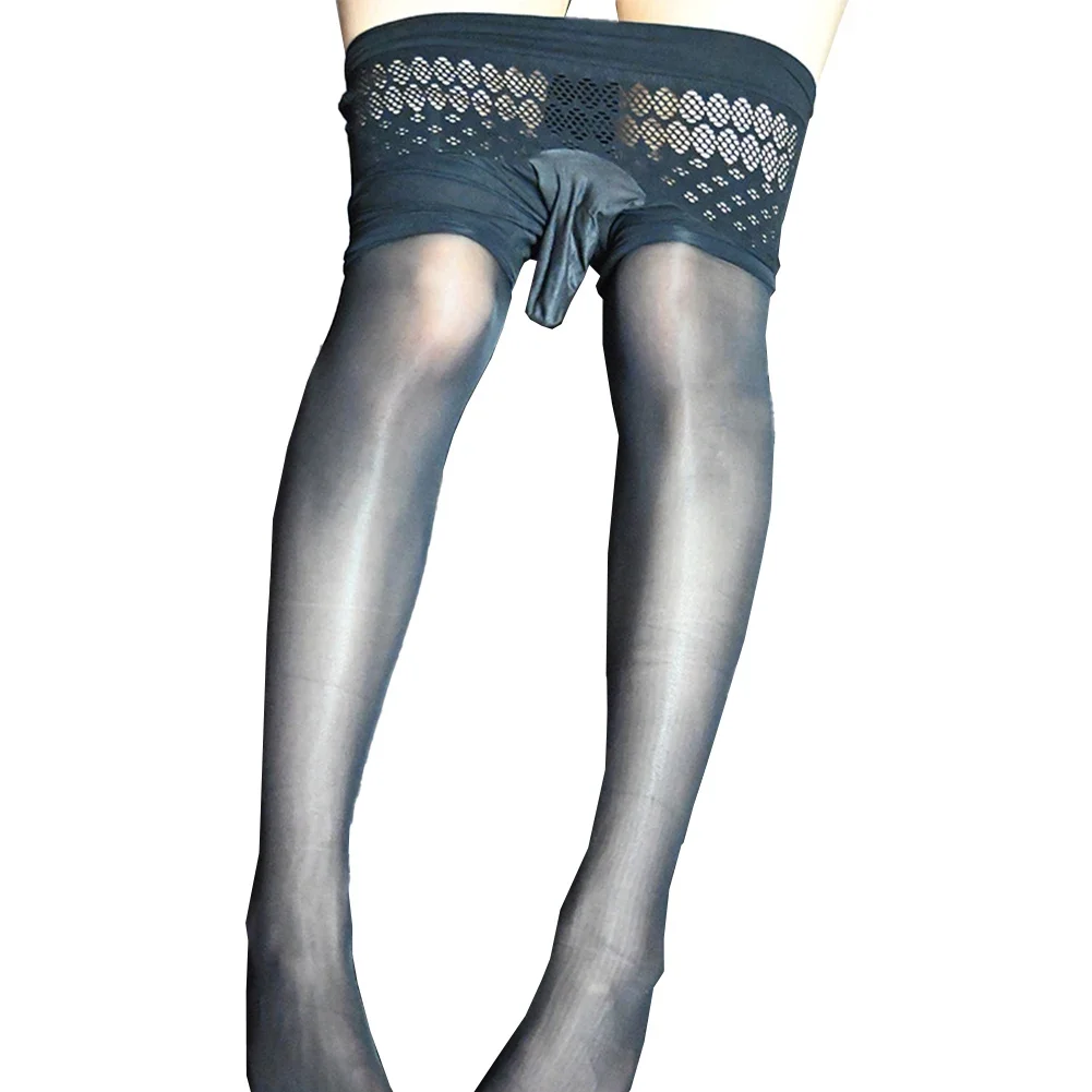 Sexy Men Sissy Pantyhose Close Sheath Fishnet Stockings Sheer Mesh Transparent Underwear Hollow Out Tights Pants Gay Erotic Wear