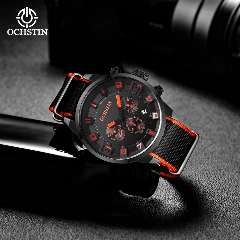OCHSTIN2024 Personalized Trendy Creative Nylon Series Multi functional Quartz Movement Watch Men's Quartz Watch