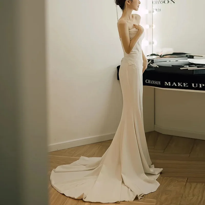 Customized White Mermaid Women Wedding Dresses Court Train Bridal Gowns Formal Vestido De Noiva Abenkleider robes de soirée 3