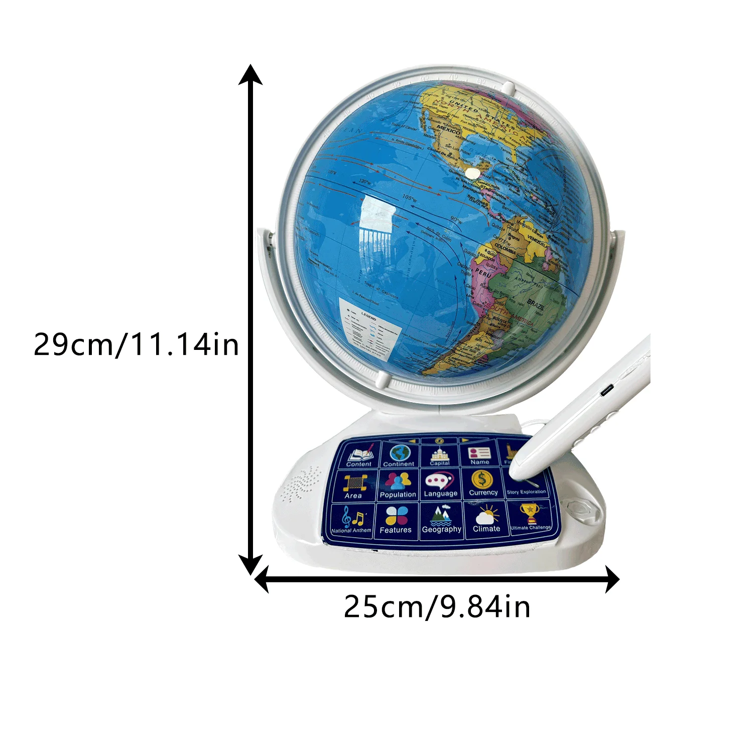 20cm smart point-reading AR world globe night light desktop ornament globe to learn geography and history