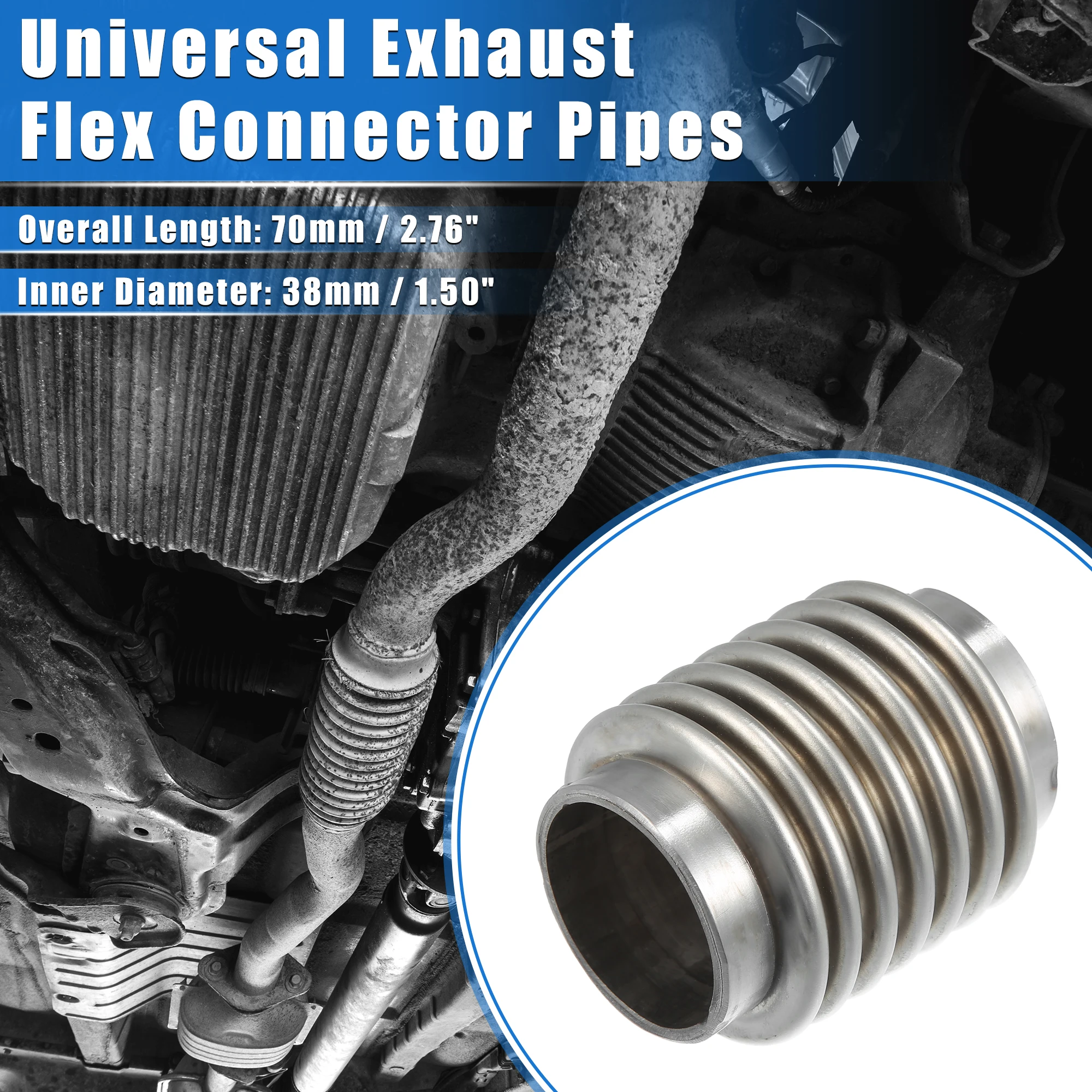 X Autohaux 63x102 มม.63x203 มม.76x102 มม.ท่อไอเสีย Flex ท่อรถท่อไอเสียท่อยืดหยุ่นท่อ Universal ไอเสีย Joint 1