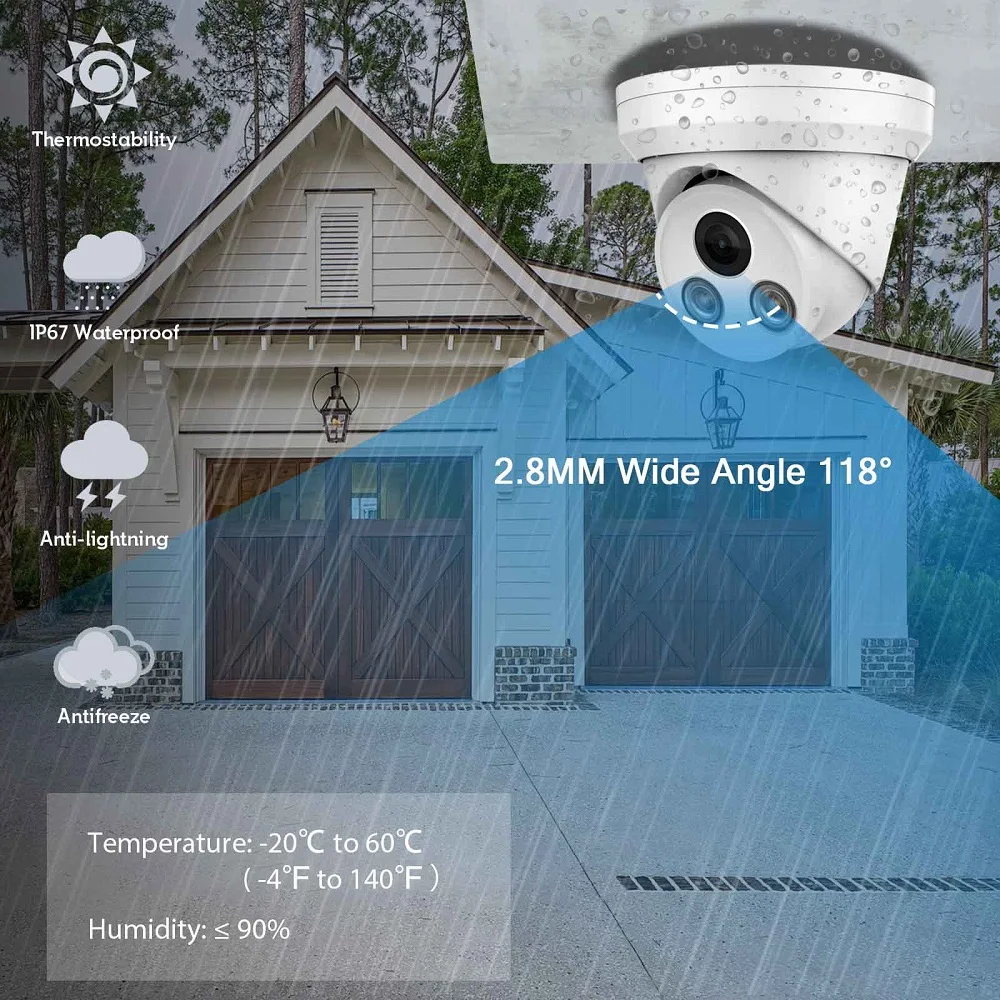 Hikvision Compatible 5MP 8MP Outdoor Security Camera MIC