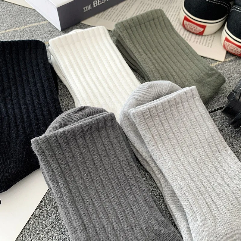 Sports Socks Solid Color Socks Middle Tube Socks Athletic Socks Gym Socks Solid Colour Socks Mid Calf Socks 5/10/20 Pairs Men's High Rubber Band Waist Couple Mid Tube Sports Socks Spring/Summer Basketball Socks Four Seasons