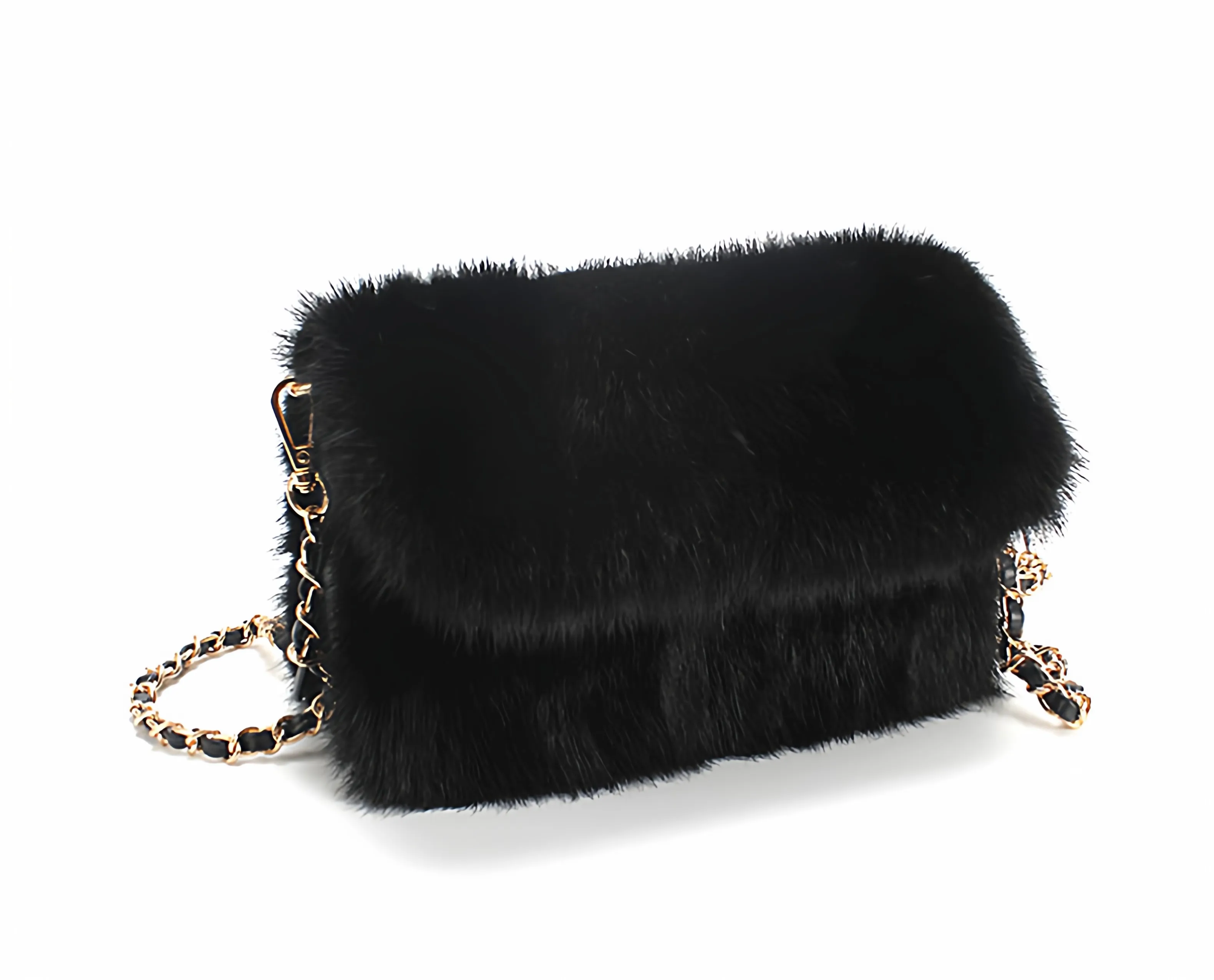 Herbst Winter klassische Tasche aus echtem Nerzfell, Umhängetasche, flauschige Luxushandtasche in reiner Farbe für Damen – Detail 18