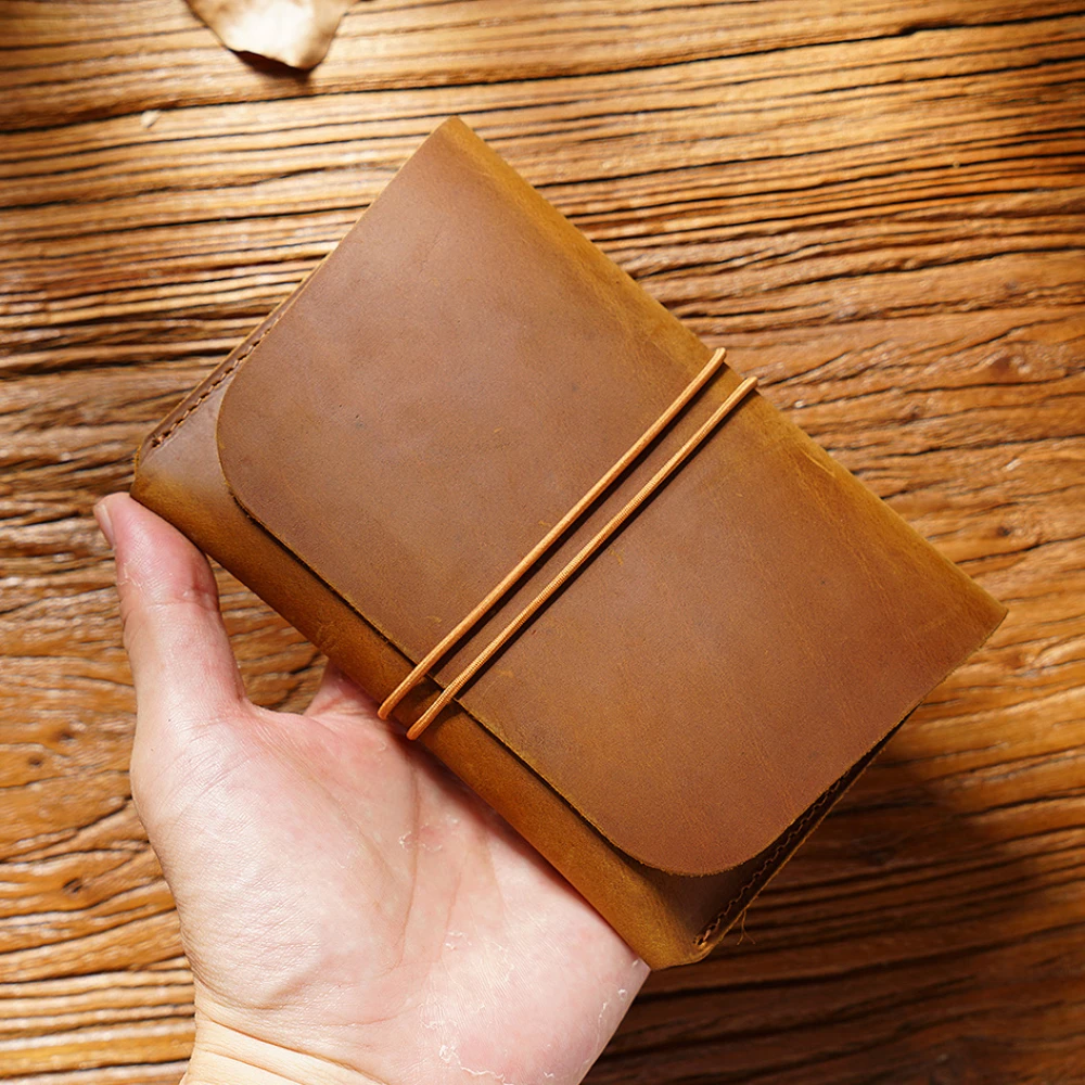 Genuine Leather Card Bag Crazy Horse Cowhide Coin Purse Vintage Passport Bag Wallet