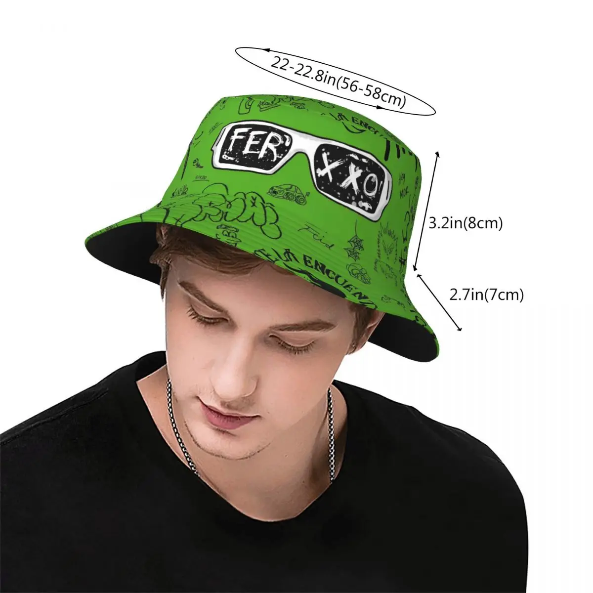 Hip Hop Feid Ferxxo Bucket Hats Lightweight  90s Rapper Rap Music Fishing Fisherman Hats  Beach Vacation Getaway Headwear Bob 3
