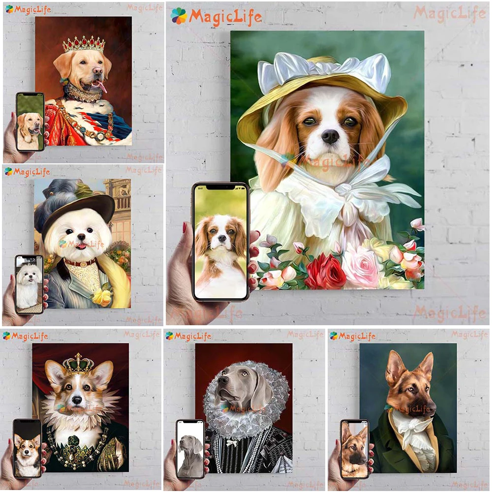 

Custom Pet Dog Cat Portrait Funny Animals Gift Wall Pictures For Living Room Nordic Poster Wall Art Canvas Painting Unframed