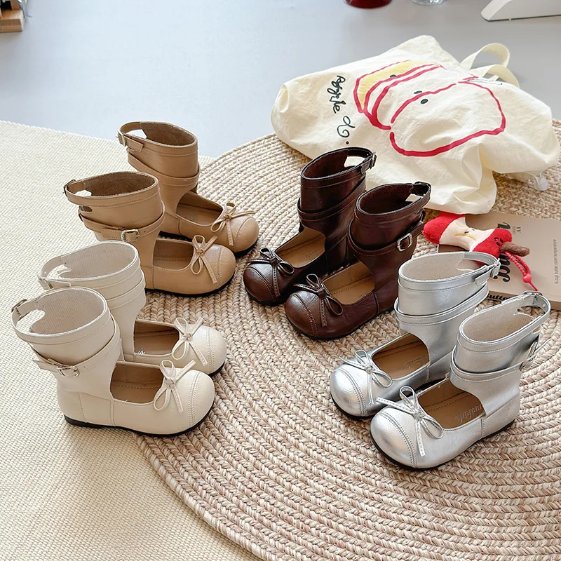 Girls Korean Style Leather Casual Shoes