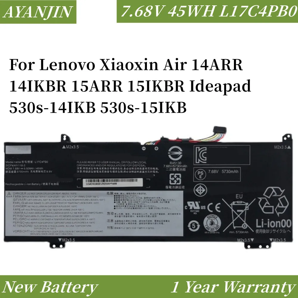 

L17C4PB0 7.68V 45WH Laptop Battery For Lenovo Xiaoxin Air 14ARR 14IKBR 15ARR 15IKBR Ideapad 530s-14IKB 530s-15IKB L17M4PB0