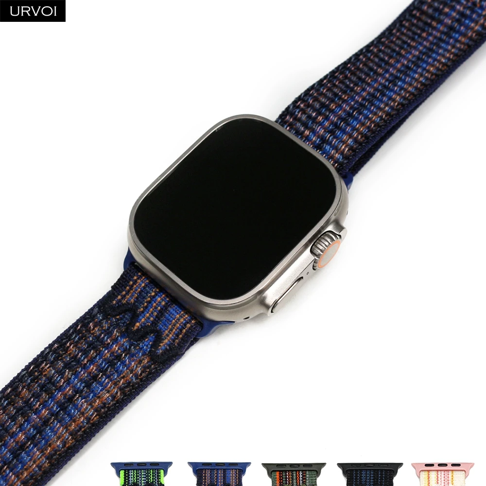 URVOI N Sport loop for Apple Watch Series 11 10 9 8 7 6 SE Nylon Loop Woven pull tab band for iWatch lightweight strap 42mm 46mm