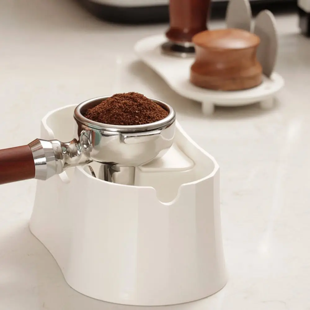 2 in 1 Coffee Tamper Stand Plastic Silicone Base Espresso Portafilter Holder Non-slip Large Capacity Coffee Knock Box Barista